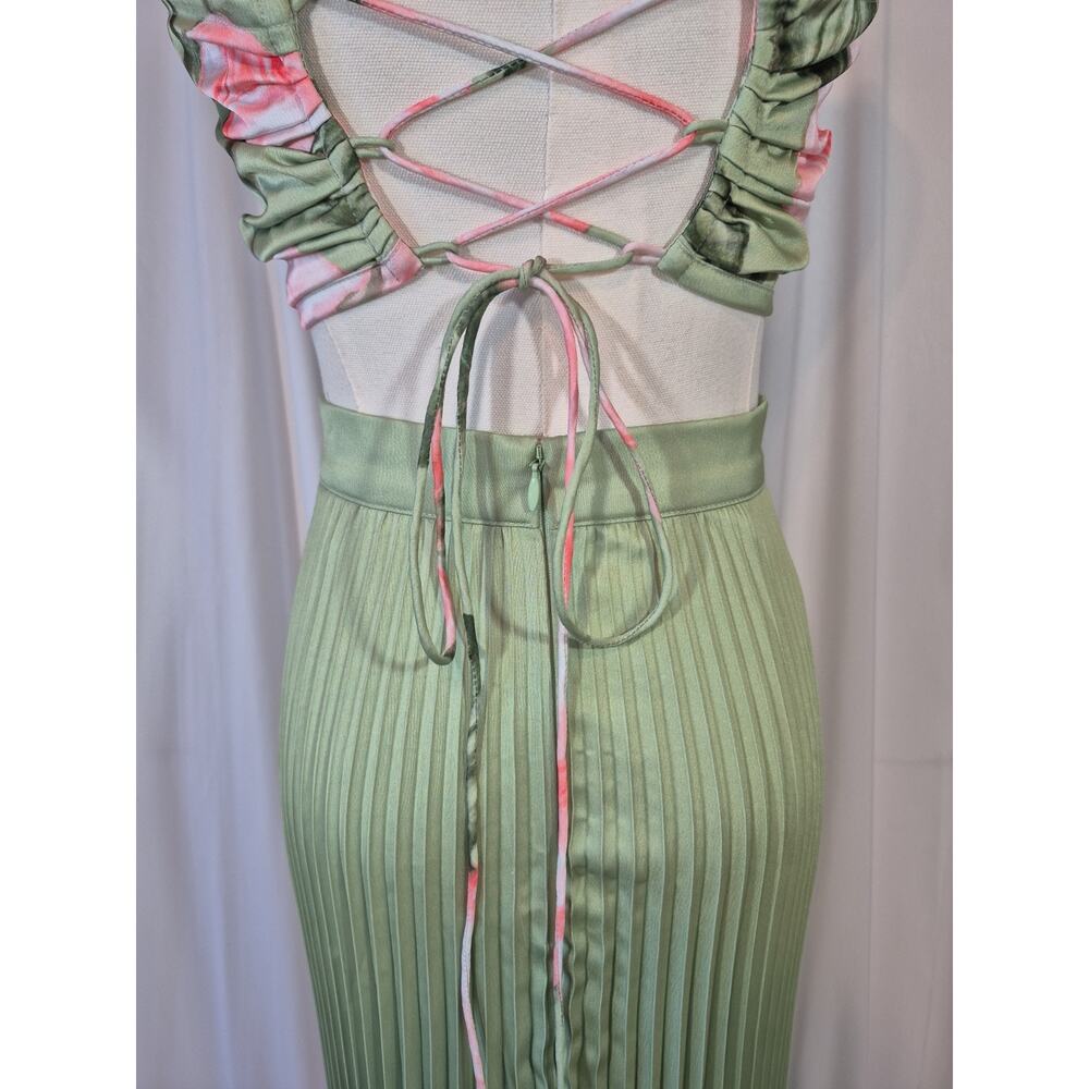 L'IDEE Woman Jardin Fluer Rose Green Pink Top Maxi Skirt Set US 2 - Picture 13 of 16